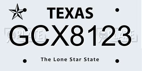 GCX8123 Texas License Plate