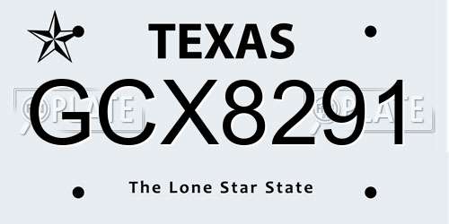 GCX8291 Texas License Plate