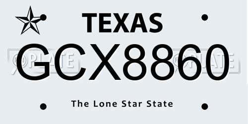 GCX8860 Texas License Plate