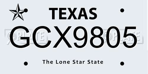 GCX9805 Texas License Plate