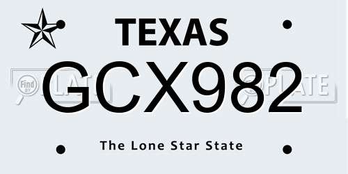 GCX982 Texas License Plate