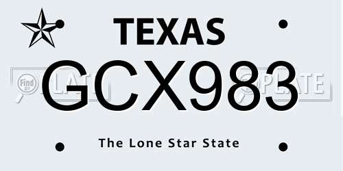 GCX983 Texas License Plate