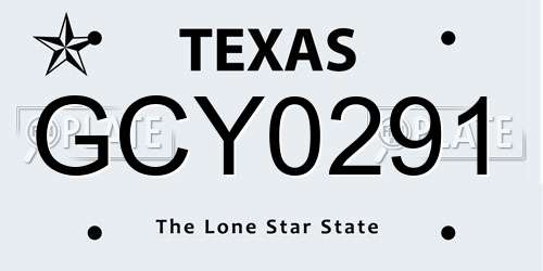 GCY0291 Texas License Plate