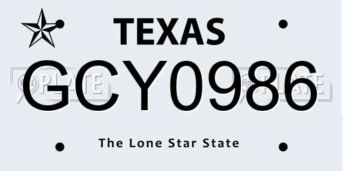 GCY0986 Texas License Plate