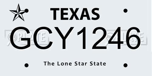 GCY1246 Texas License Plate