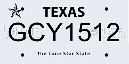 GCY1512 Texas License Plate