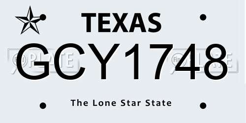 GCY1748 Texas License Plate