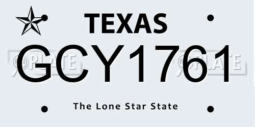 GCY1761 Texas License Plate