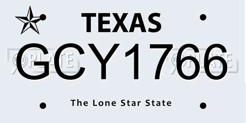 GCY1766 Texas License Plate