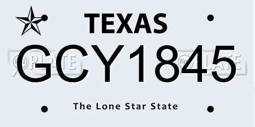 GCY1845 Texas License Plate