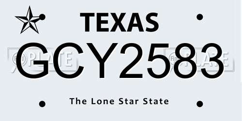 GCY2583 Texas License Plate
