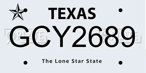 GCY2689 Texas License Plate