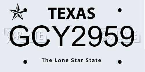 GCY2959 Texas License Plate
