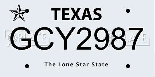 GCY2987 Texas License Plate