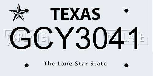 GCY3041 Texas License Plate