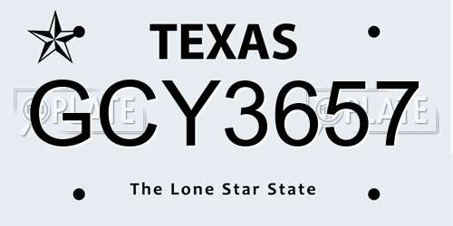 GCY3657 Texas License Plate