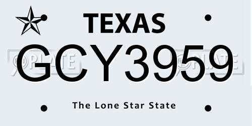 GCY3959 Texas License Plate