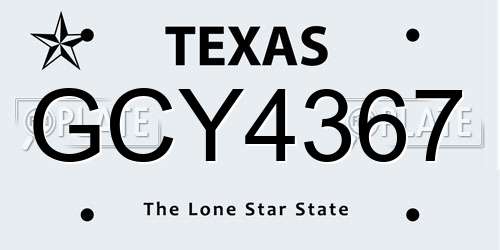 GCY4367 Texas License Plate