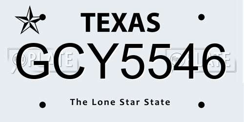 GCY5546 Texas License Plate
