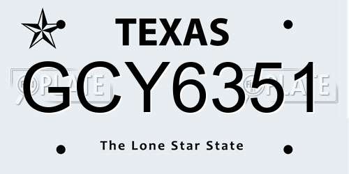 GCY6351 Texas License Plate