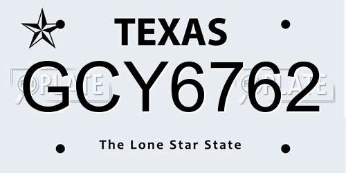 GCY6762 Texas License Plate