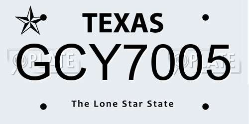 GCY7005 Texas License Plate