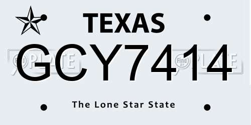 GCY7414 Texas License Plate