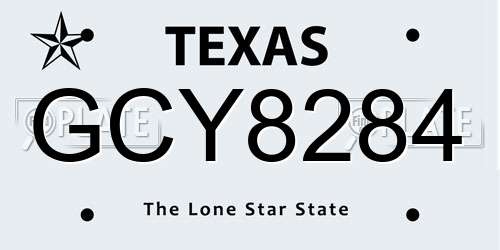 GCY8284 Texas License Plate