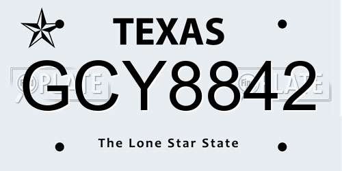 GCY8842 Texas License Plate