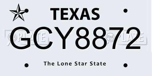 GCY8872 Texas License Plate