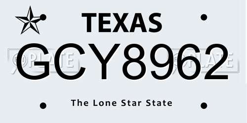 GCY8962 Texas License Plate
