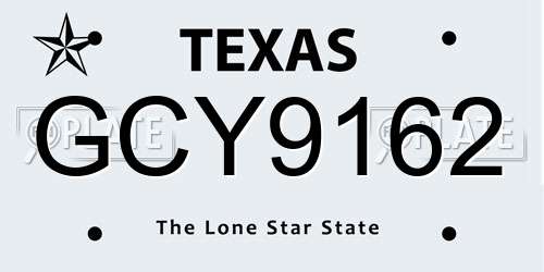 GCY9162 Texas License Plate