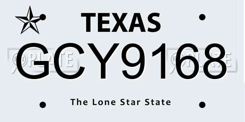 GCY9168 Texas License Plate