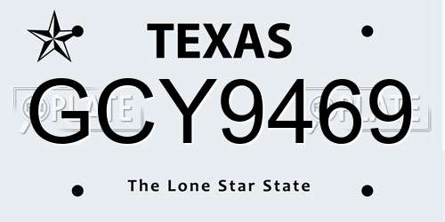 GCY9469 Texas License Plate