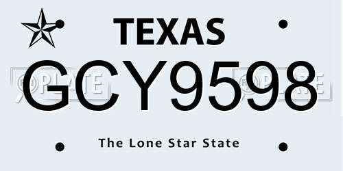 GCY9598 Texas License Plate