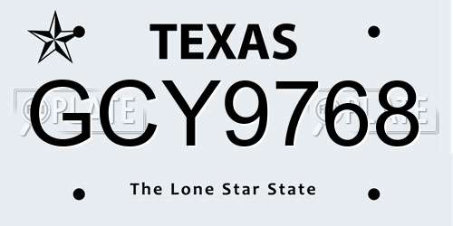 GCY9768 Texas License Plate