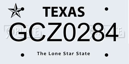 GCZ0284 Texas License Plate