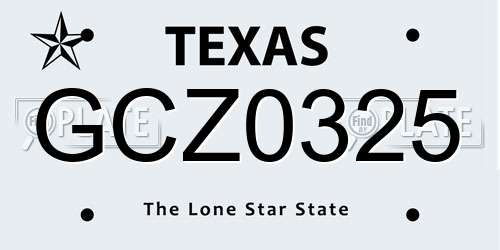 GCZ0325 Texas License Plate