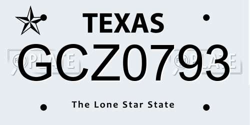 GCZ0793 Texas License Plate