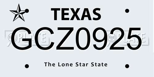 GCZ0925 Texas License Plate