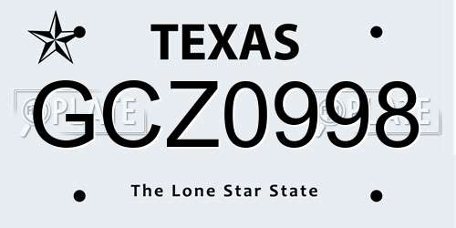 GCZ0998 Texas License Plate