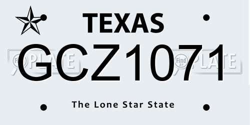 GCZ1071 Texas License Plate