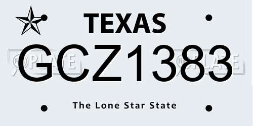 GCZ1383 Texas License Plate