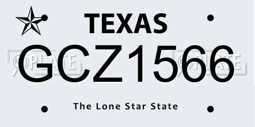 GCZ1566 Texas License Plate