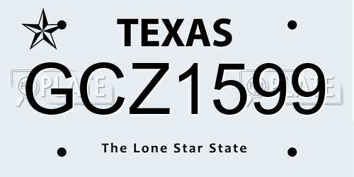 GCZ1599 Texas License Plate