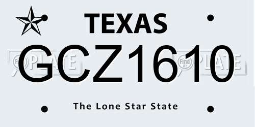 GCZ1610 Texas License Plate