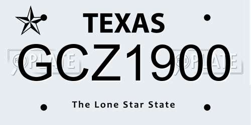 GCZ1900 Texas License Plate