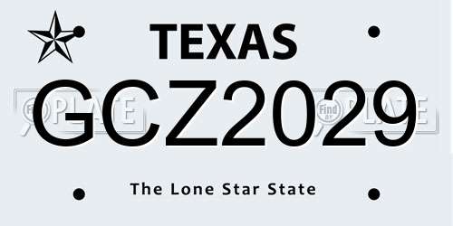 GCZ2029 Texas License Plate