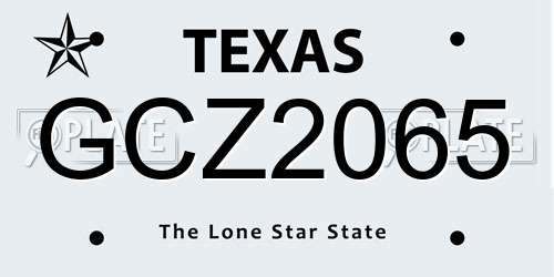 GCZ2065 Texas License Plate