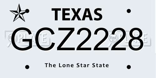 GCZ2228 Texas License Plate